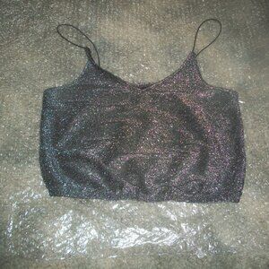 womens crop top.camisole.silver metallic.size medium